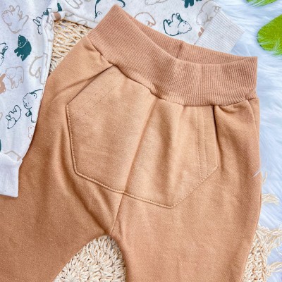 Conj. Jaqueta de Linho Ursinhos e Calça de Moletom - Marrom